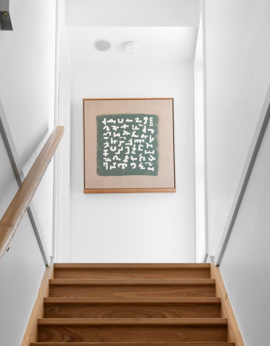 ORIGINAL GREEN ON LINEN FORMS OAK FRAME